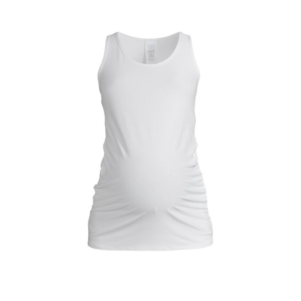 Time and Tru Womens Maternity Tank Top New with Tags White Small 4-6 Ruched Soft